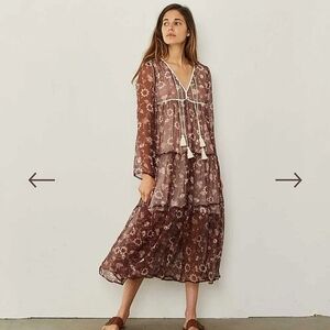 Christy Dawn Paloma plum floral silk lined dress XS NWOT